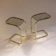 C. 1970 - Pair of side tables in gilded metal and smoked glass -