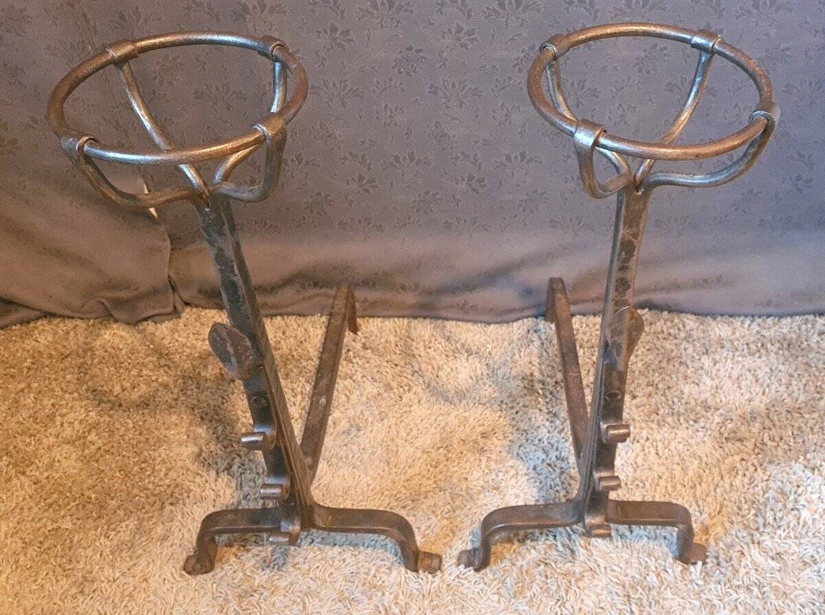 Pair of Landier and Godet fire dogs from the 19th century.
