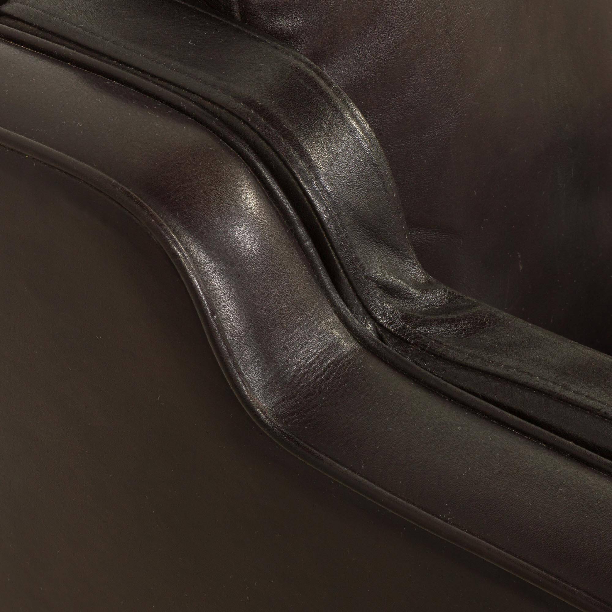 Vintage black leather sofa by Mogens Hansen, Deanmark 1970s