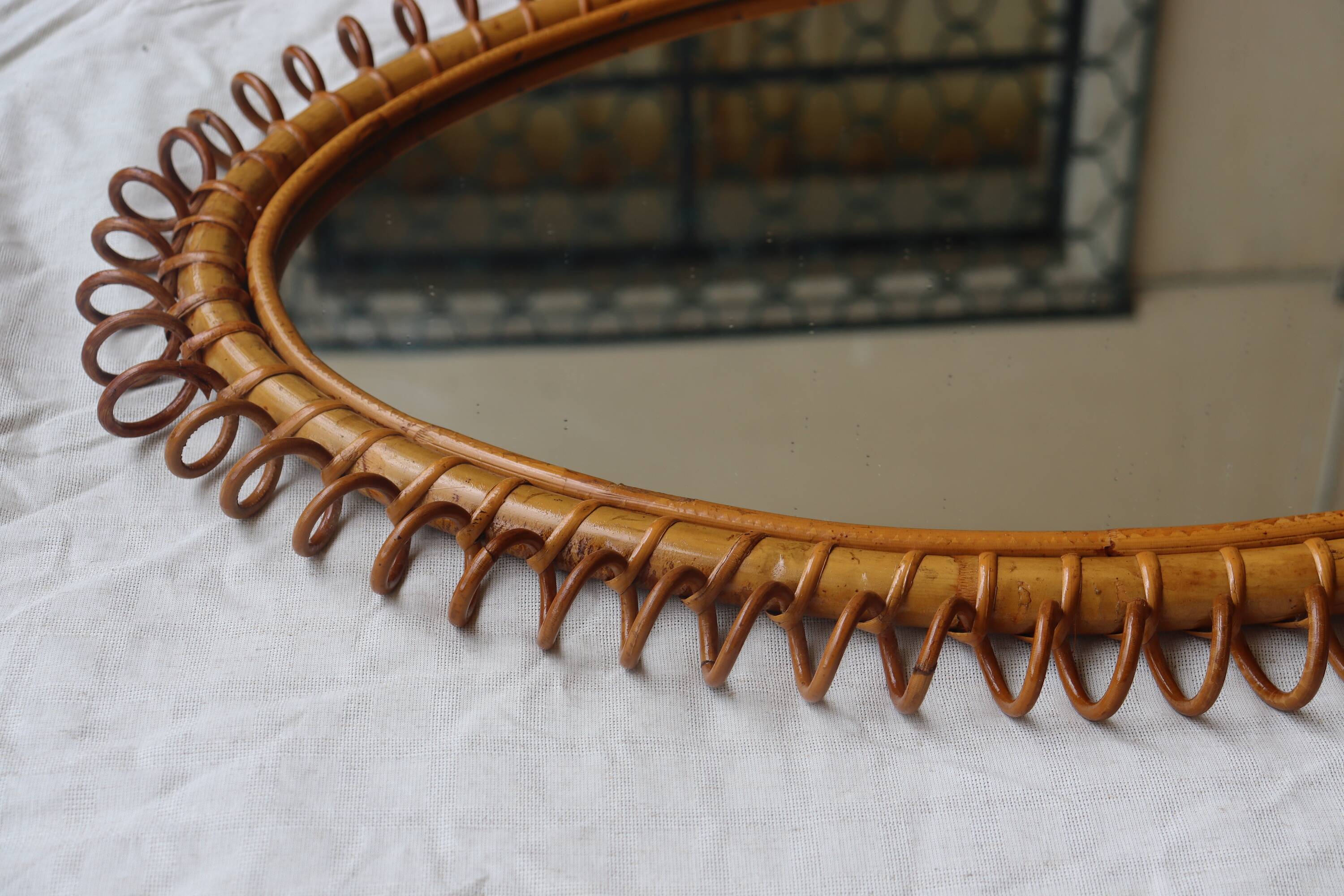 Italian rattan mirror 60's