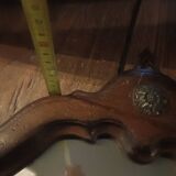 Miroir chantourné ancien, bois et bronze