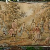 Tapisserie tenture murale scène galante du milieu du siècle
