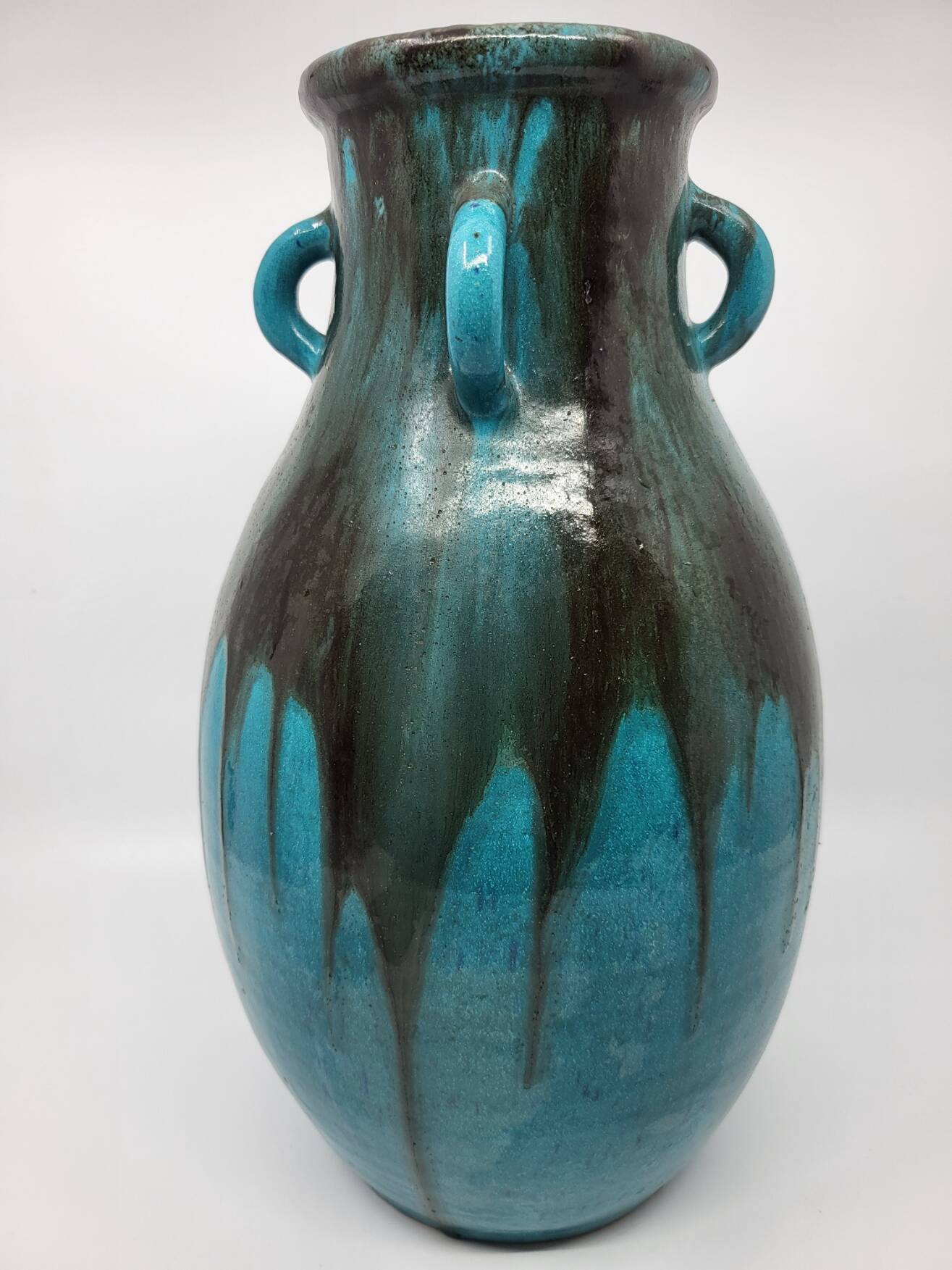 Primavera Vase for Spring in French Art Deco blue ceramic