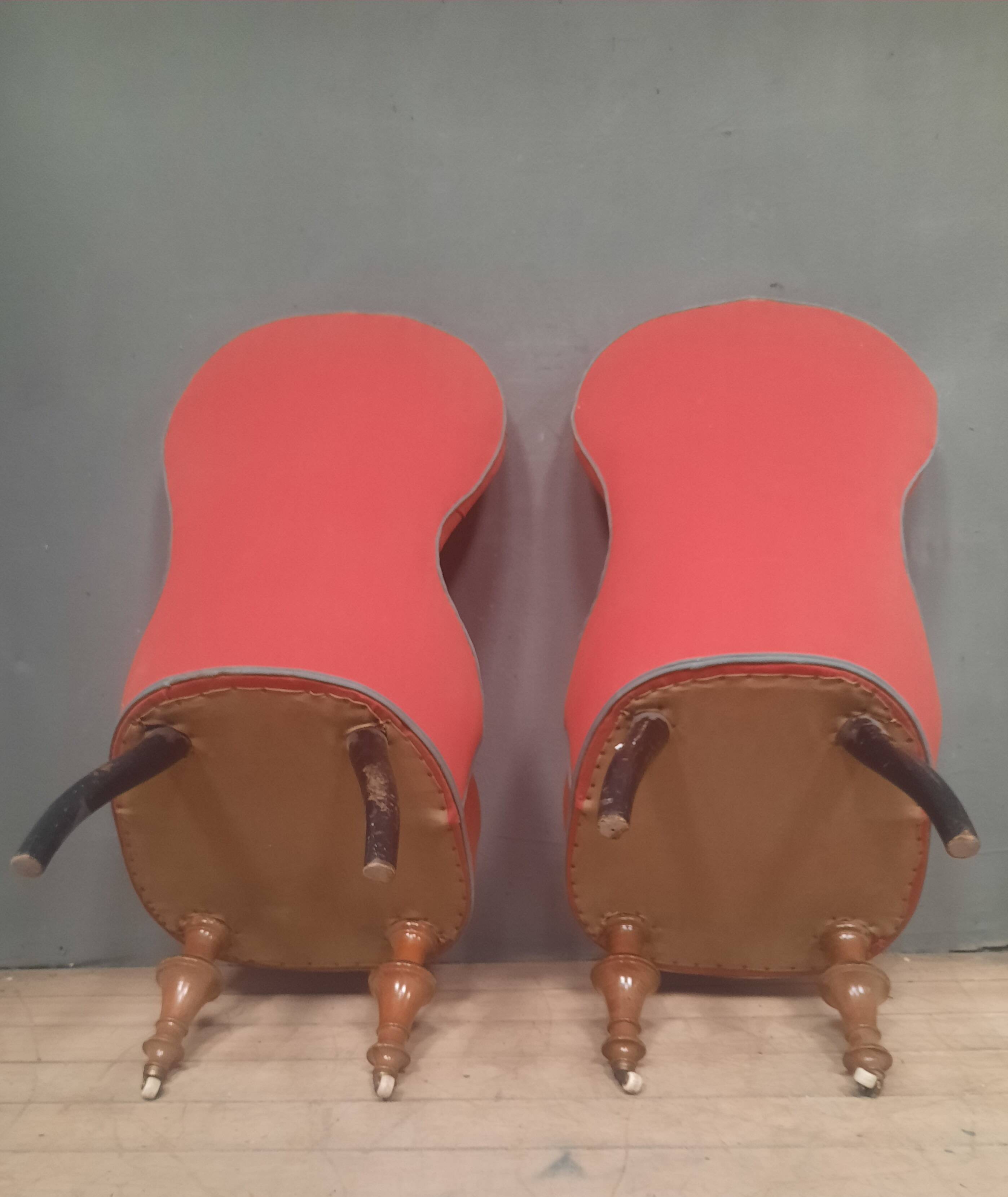 Pair of upholstered toad chairs
