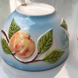 3 slip style bowls signed GV - Cherry, pear and peach patterns.