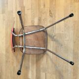 Duo of red formica chairs