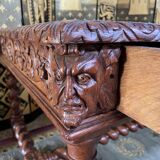 Office style Louis XIII solid oak carved restored