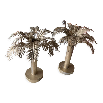 Pair of palm candle holders