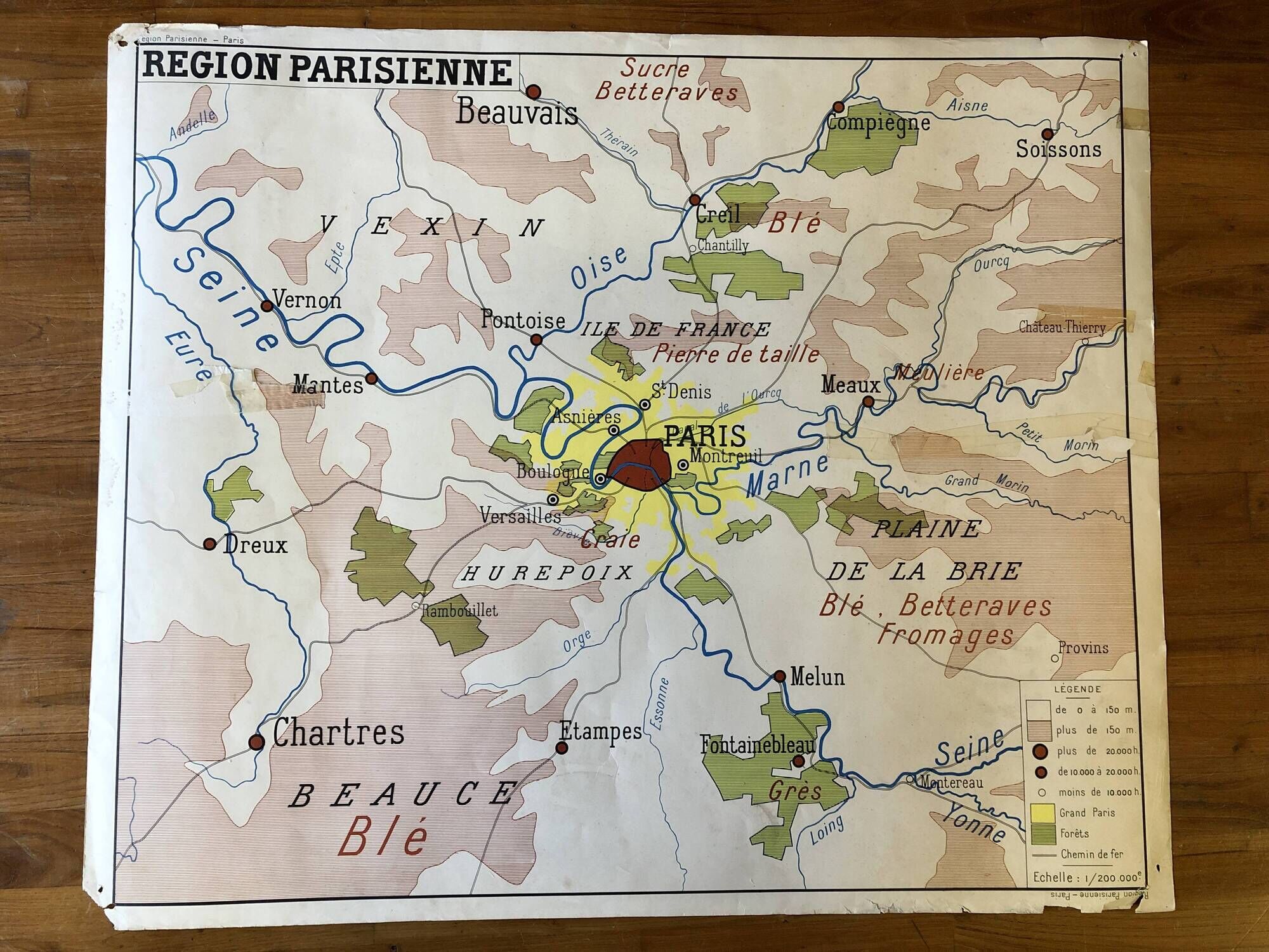 Ancienne carte de Paris et sa région années 50