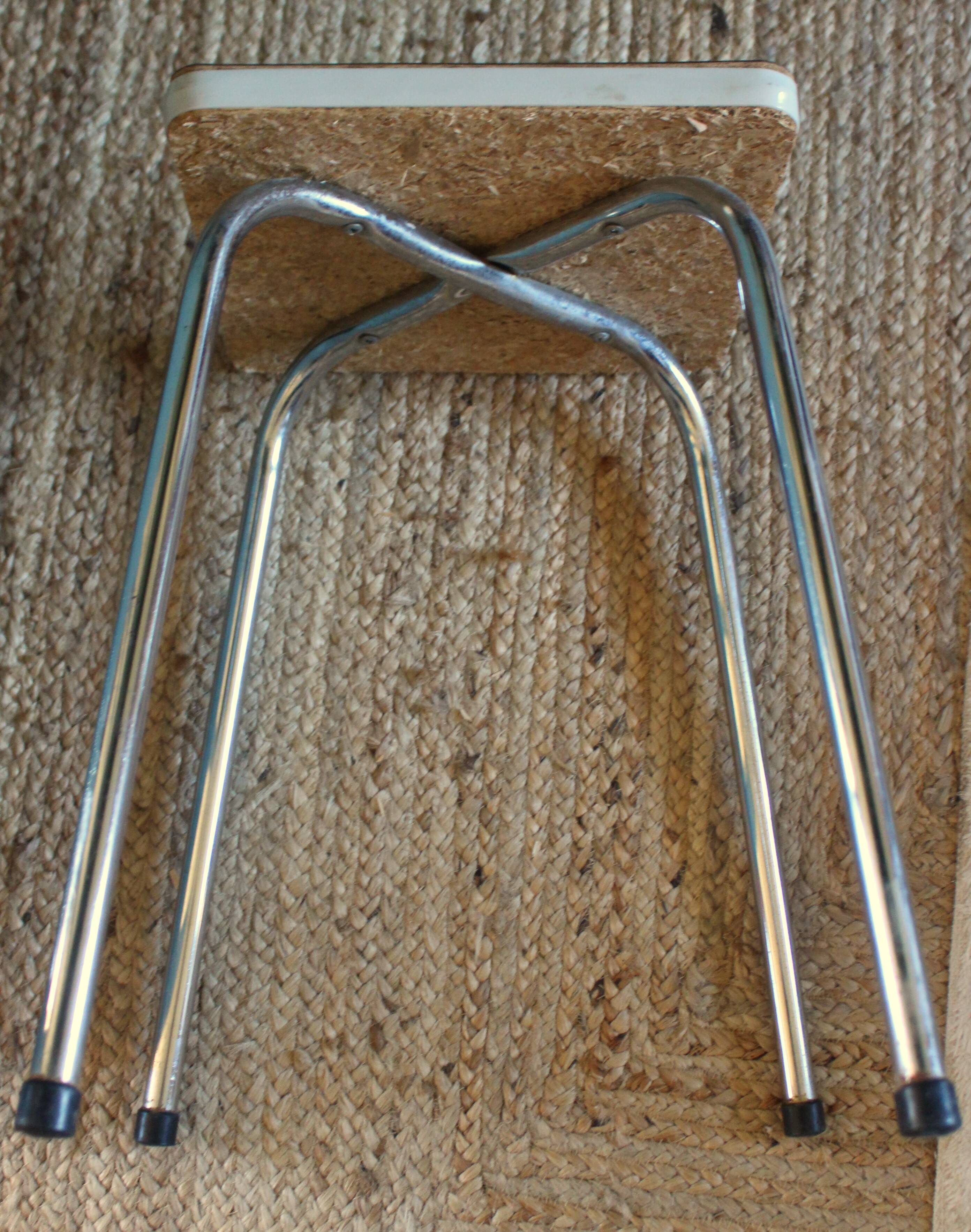 Tabouret formica blanc gris vintage