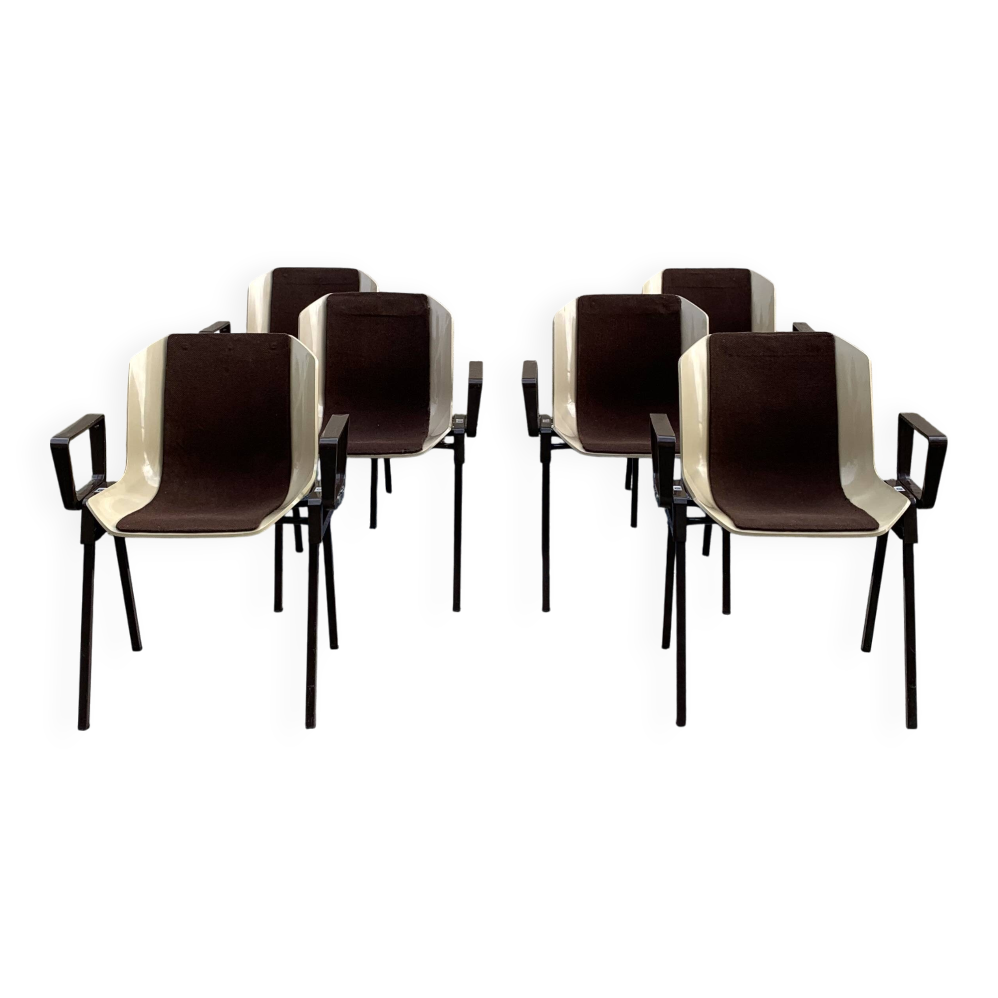 Set of 6 Albert Jacob / Grofillex bridge armchairs 1970