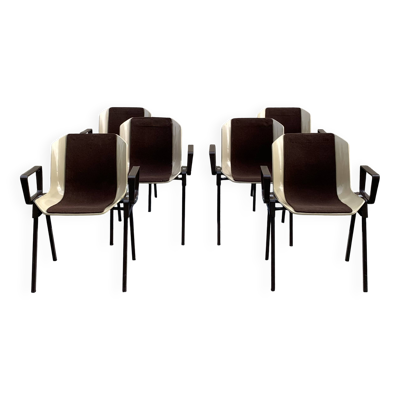Set de 6 fauteuils bridges Albert Jacob / Grofillex 1970
