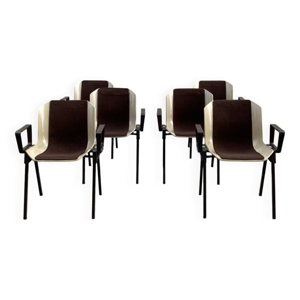 Set de 6 fauteuils bridges Albert Jacob / Grofillex 1970