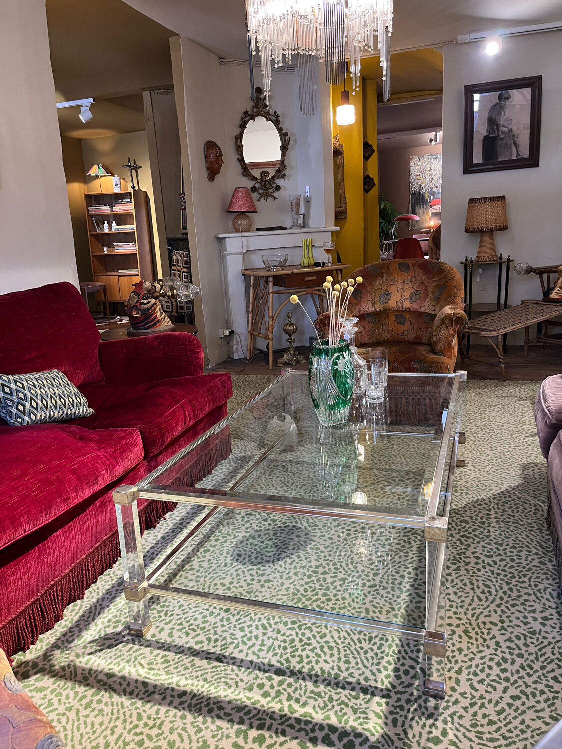 Table basse verre et plexiglas 1960