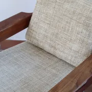 Scandinavian armchair, teak, beige fabric, 1960s.