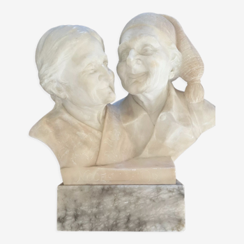 Sculpture couple marié en bloc de marbre