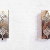Pair of Palwa sconces in brass and crystal