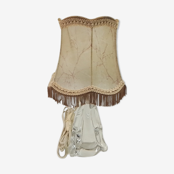 Crystal foot lamp and skin and fringed lampshade