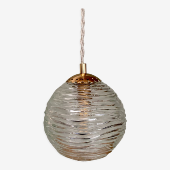 Vintage globe pendant lamp in molded glass