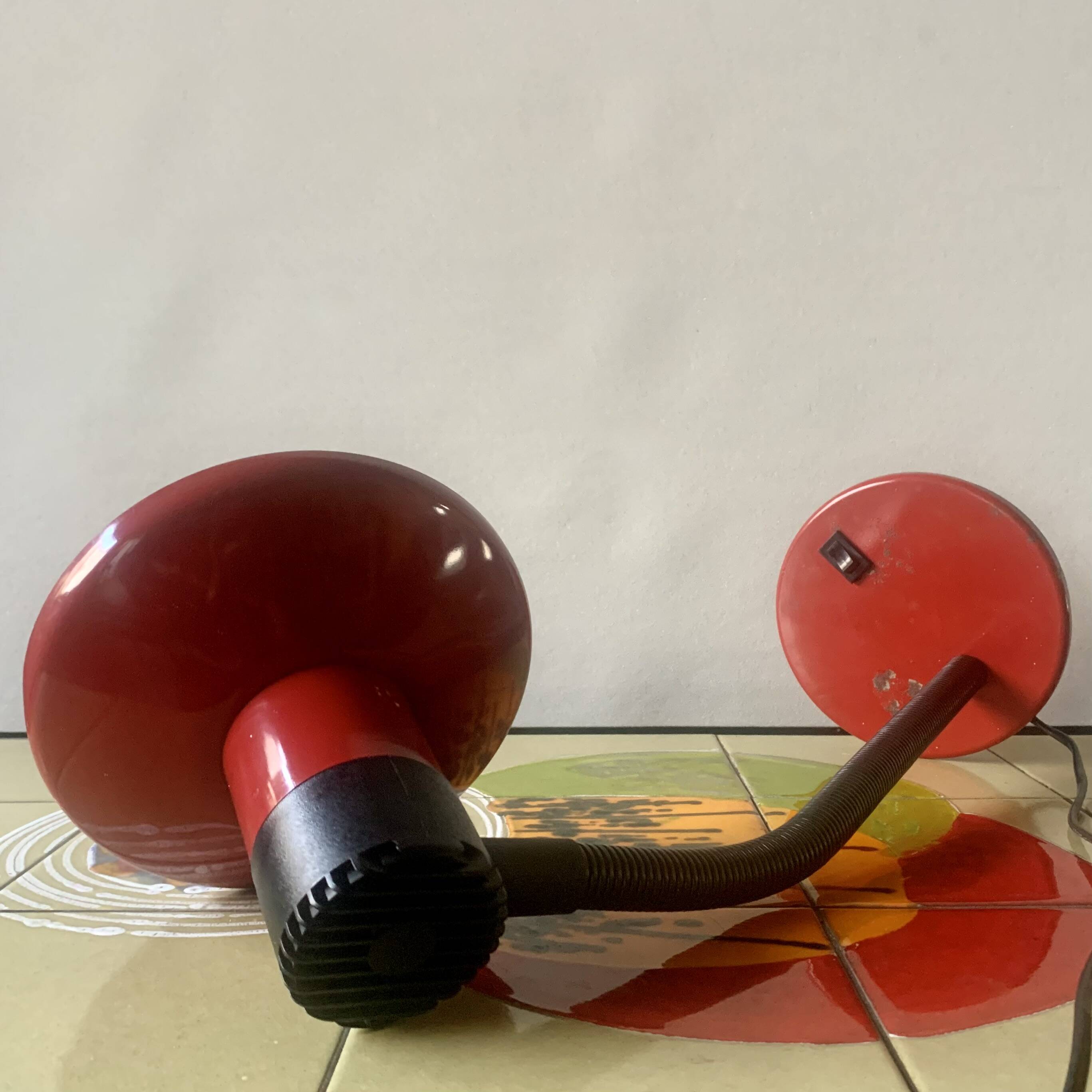 Vintage red and black metal desk lamp