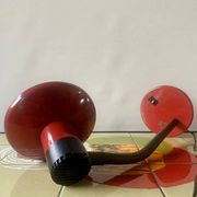 Vintage red and black metal desk lamp