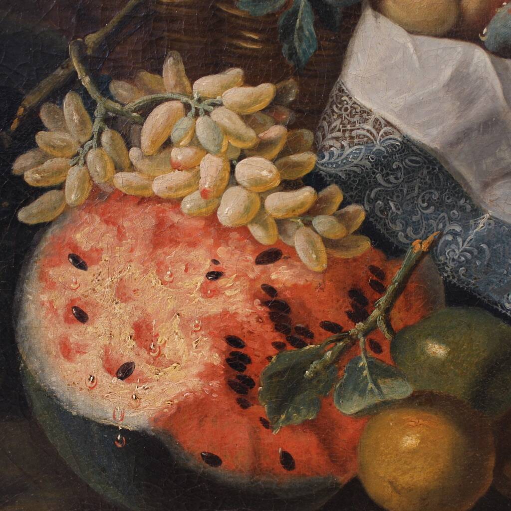 Great 17th century Italian painting, antique still life with fruit