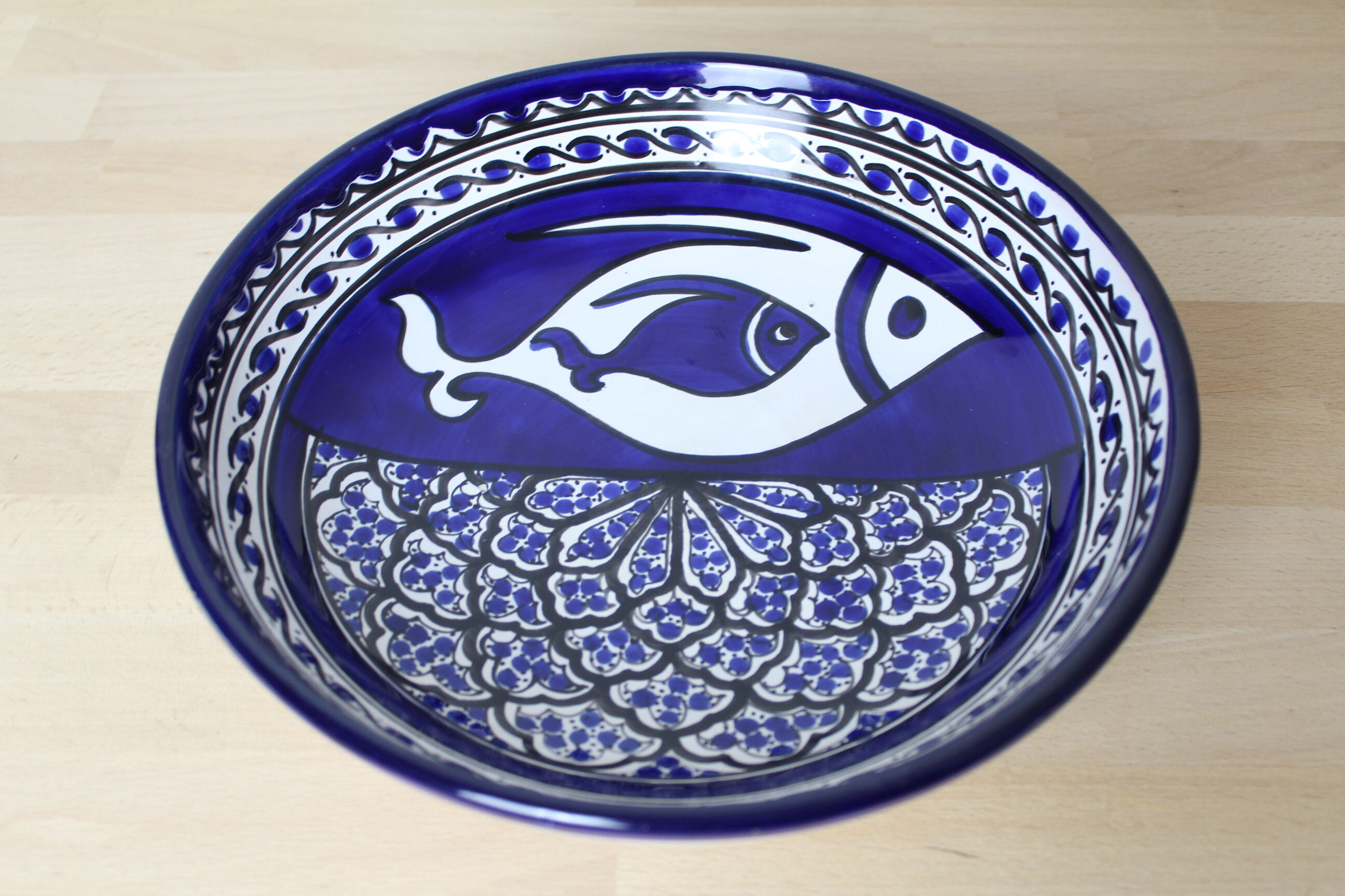 Cut or empty pocket ceramic fish, blue