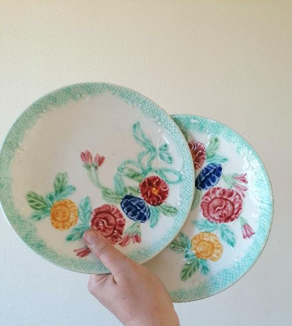 Rare pair of plates in salins flowery slurry