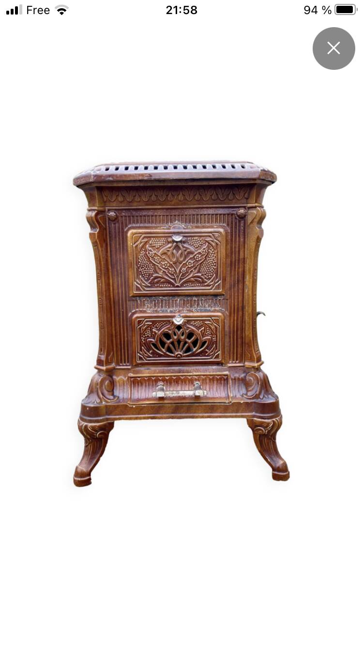 Antique enamelled cast iron pan