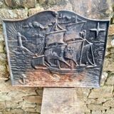 Plaque ancienne en fonte à décor maritime, XXème siècle