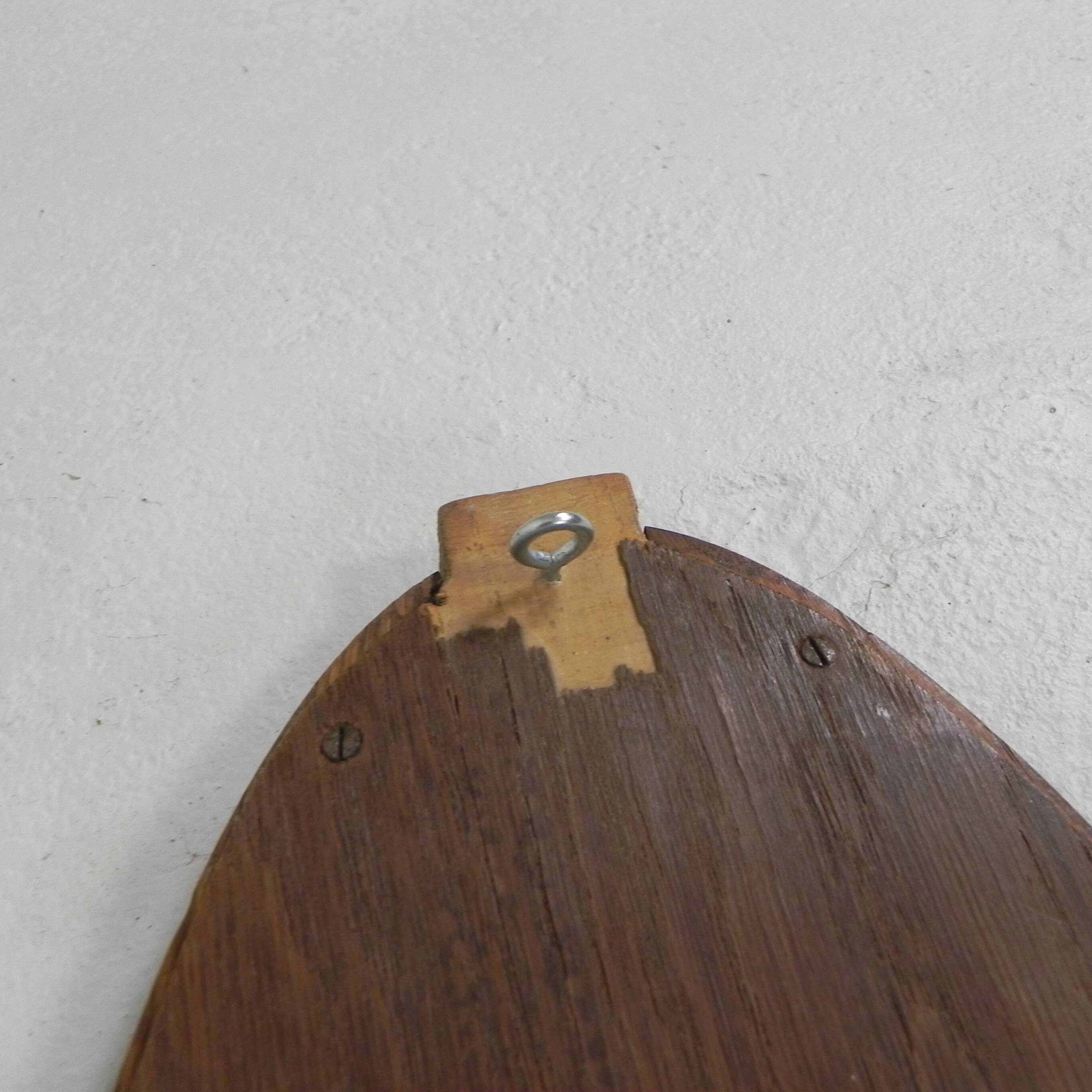 Oval gold mirror with faceted edge, 1950s