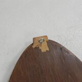 Oval gold mirror with faceted edge, 1950s