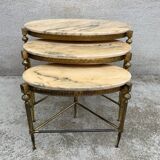 Vintage bronze, brass and onyx nesting table