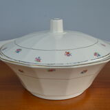 Soupière Sarregemines, motif à fleurs