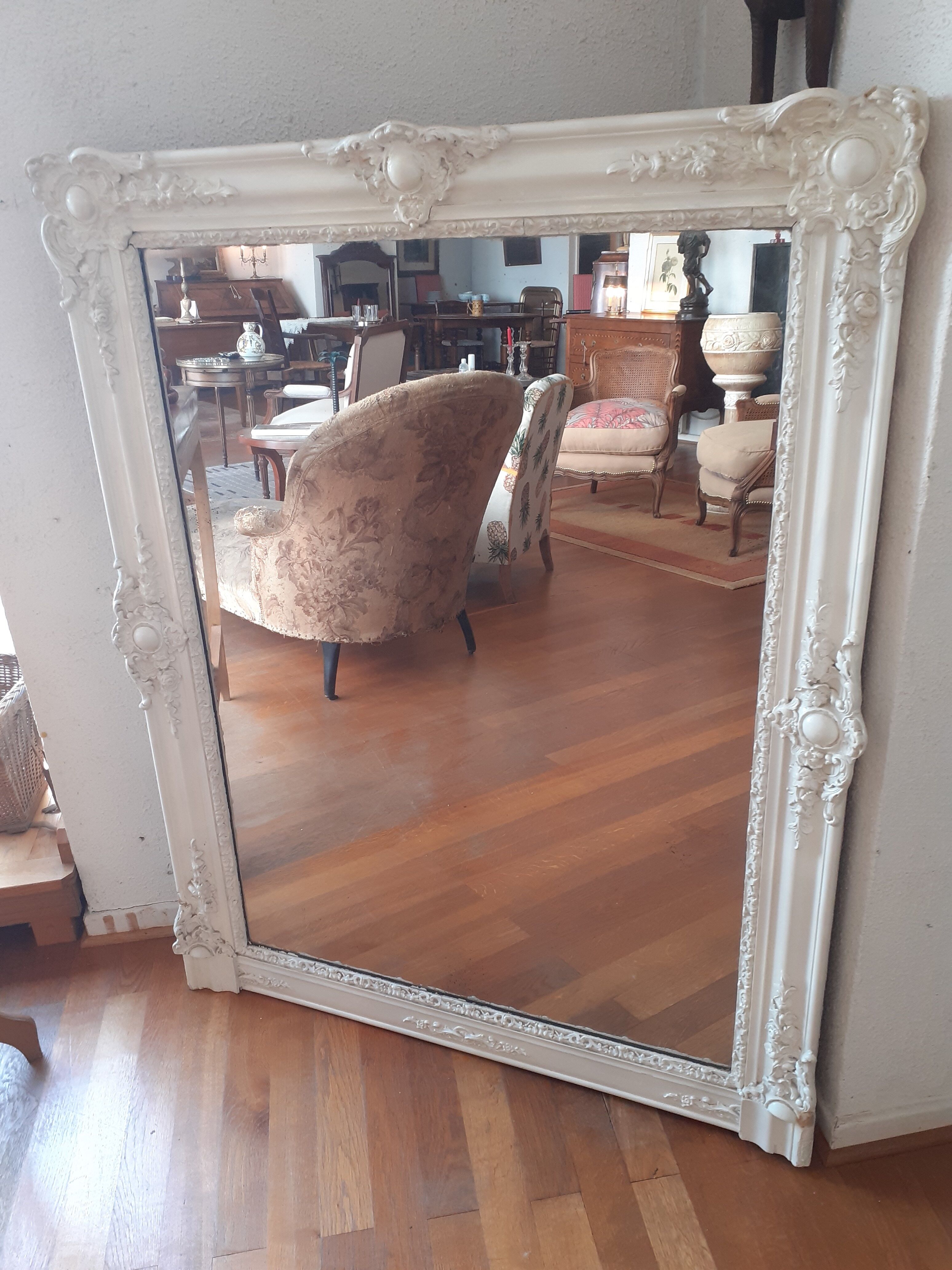 Fireplace mirror painted white 102x130cm