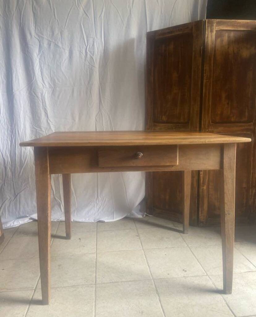 Antique walnut farmhouse table for four people