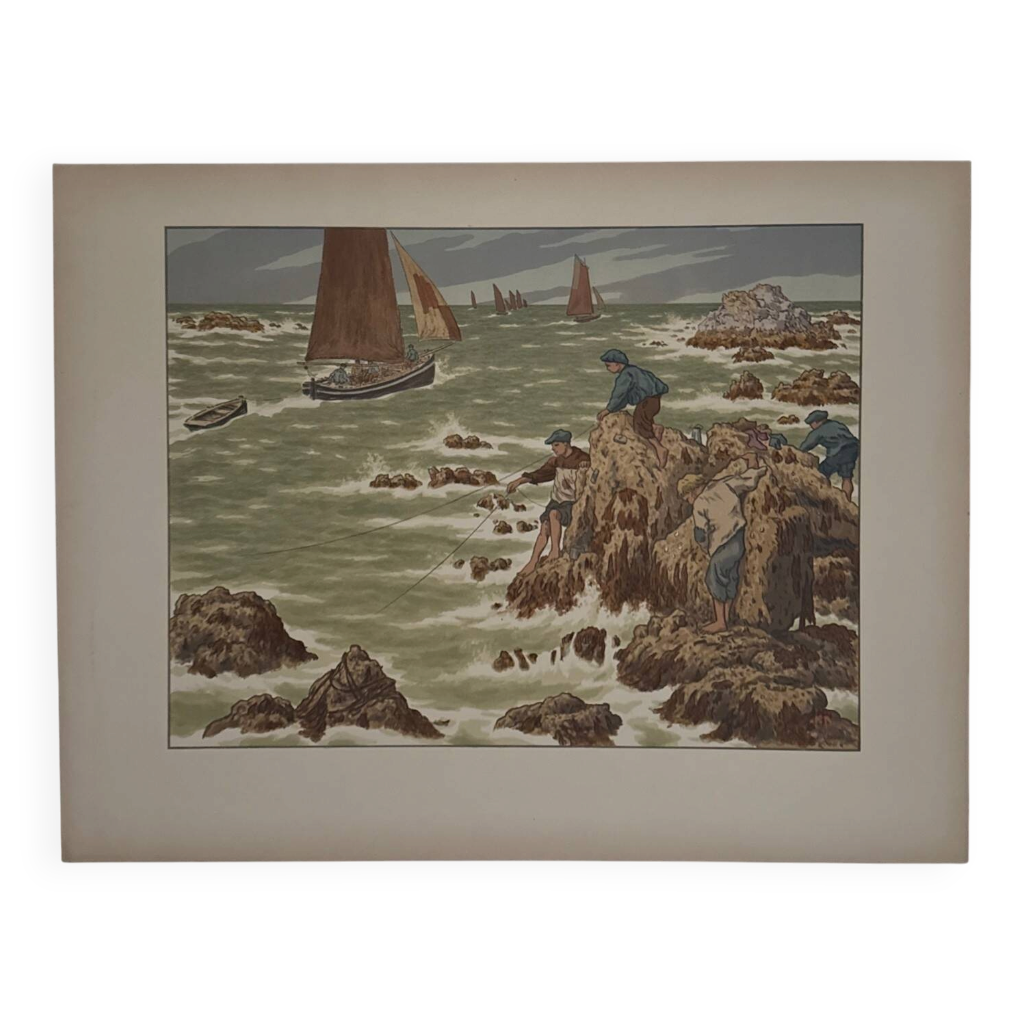 Lithograph by Henri Rivière The Wind of Noroît - The Seaweeds