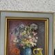 Tableau ancien nature morte "Bouquet de fleurs et pichet" – Huile sur panne
