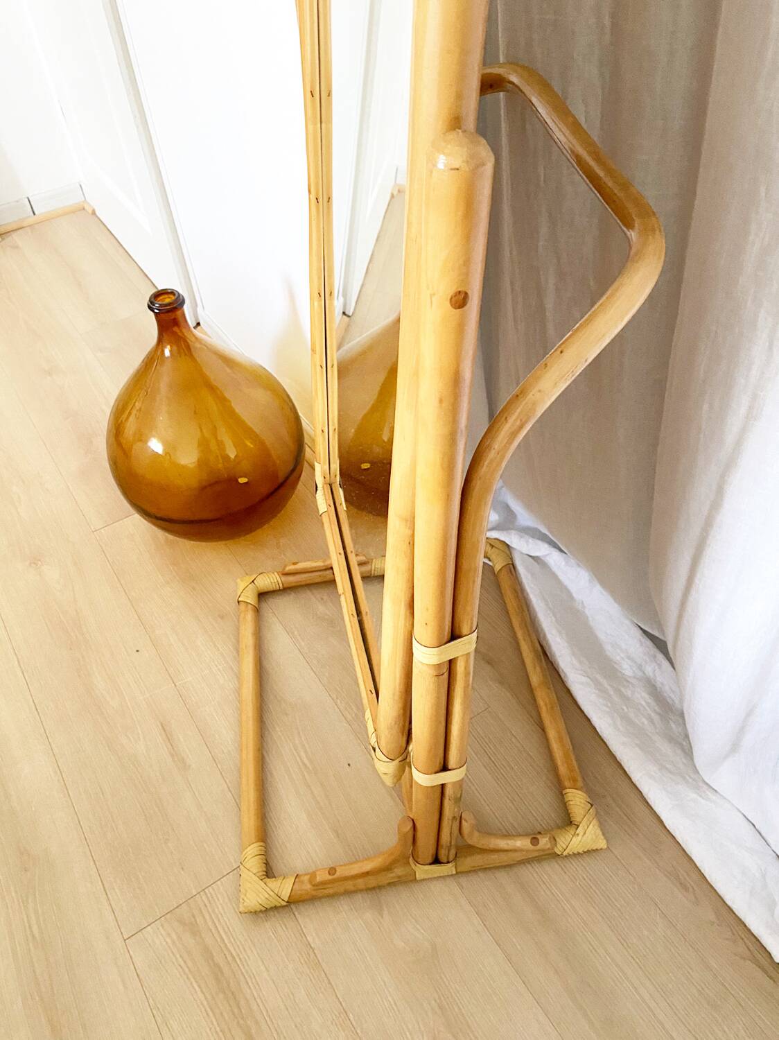 Vintage bamboo psyche mirror