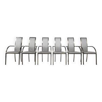 Suite de 6 chaises en métal et tissu par BC Design