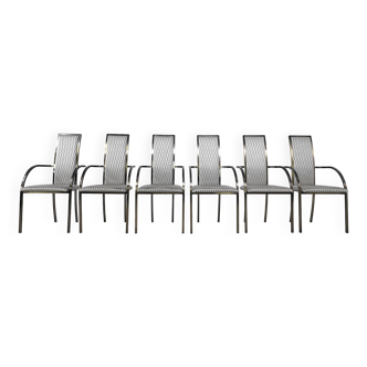 Suite of 6 metal and fabric chairs by BC Design