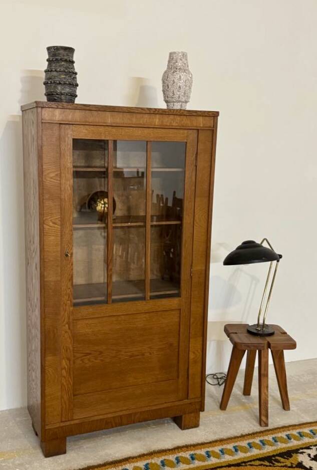 Small vintage art deco oak bookcase
