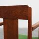 Amsterdamse school oak and velvet side chair, The Netherlands 1920s