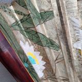 Grand éventail Art Déco grues et Amour en cage