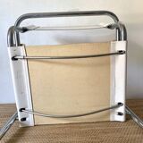 Matteo Grassi style faux leather and chrome armchair