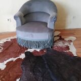 Chair toad blue fabric and fringe