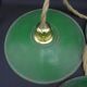 Trio of enamelled sheet metal hanging lamps
