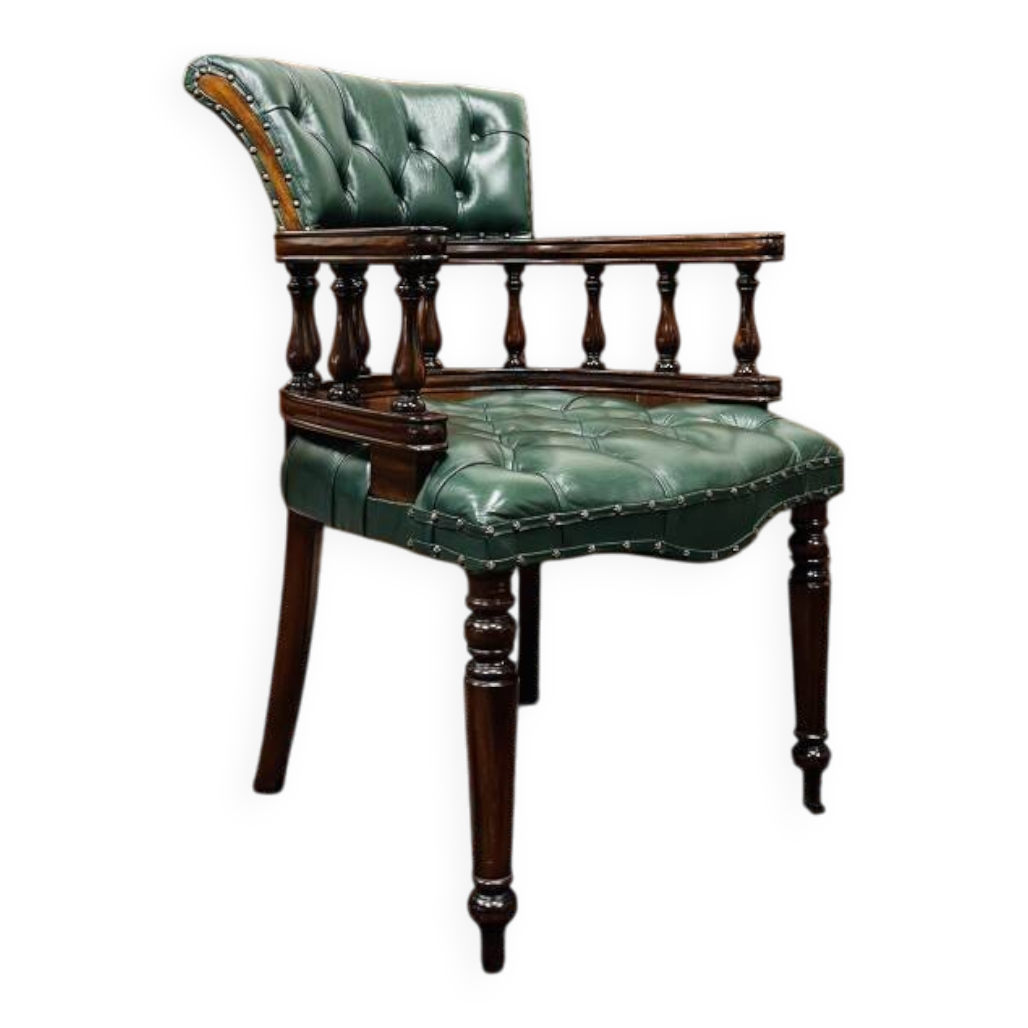 English Chesterfield Captain Chair office chair green