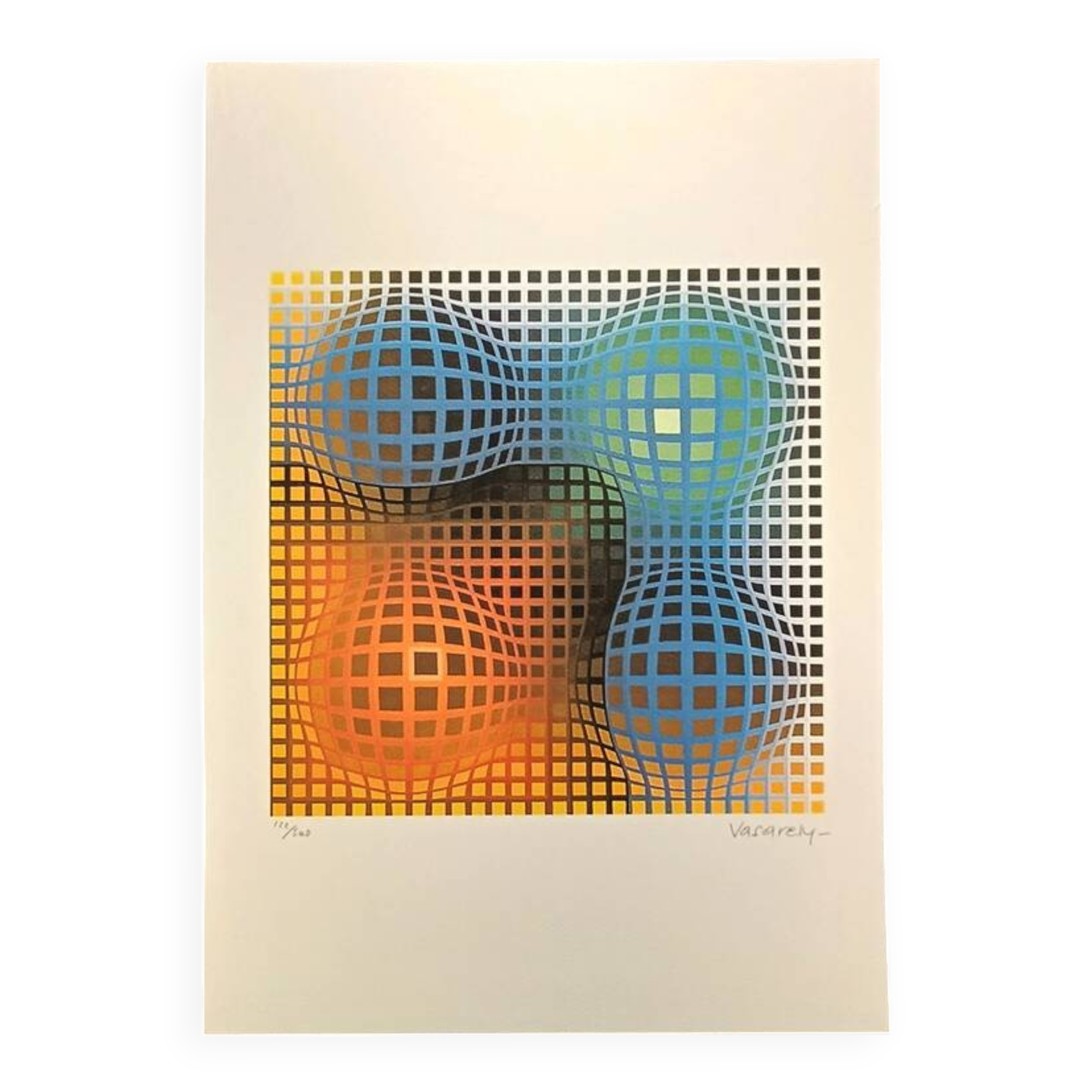 Lithograph by Victor Vasarely, limited edition numbered, 1970s.