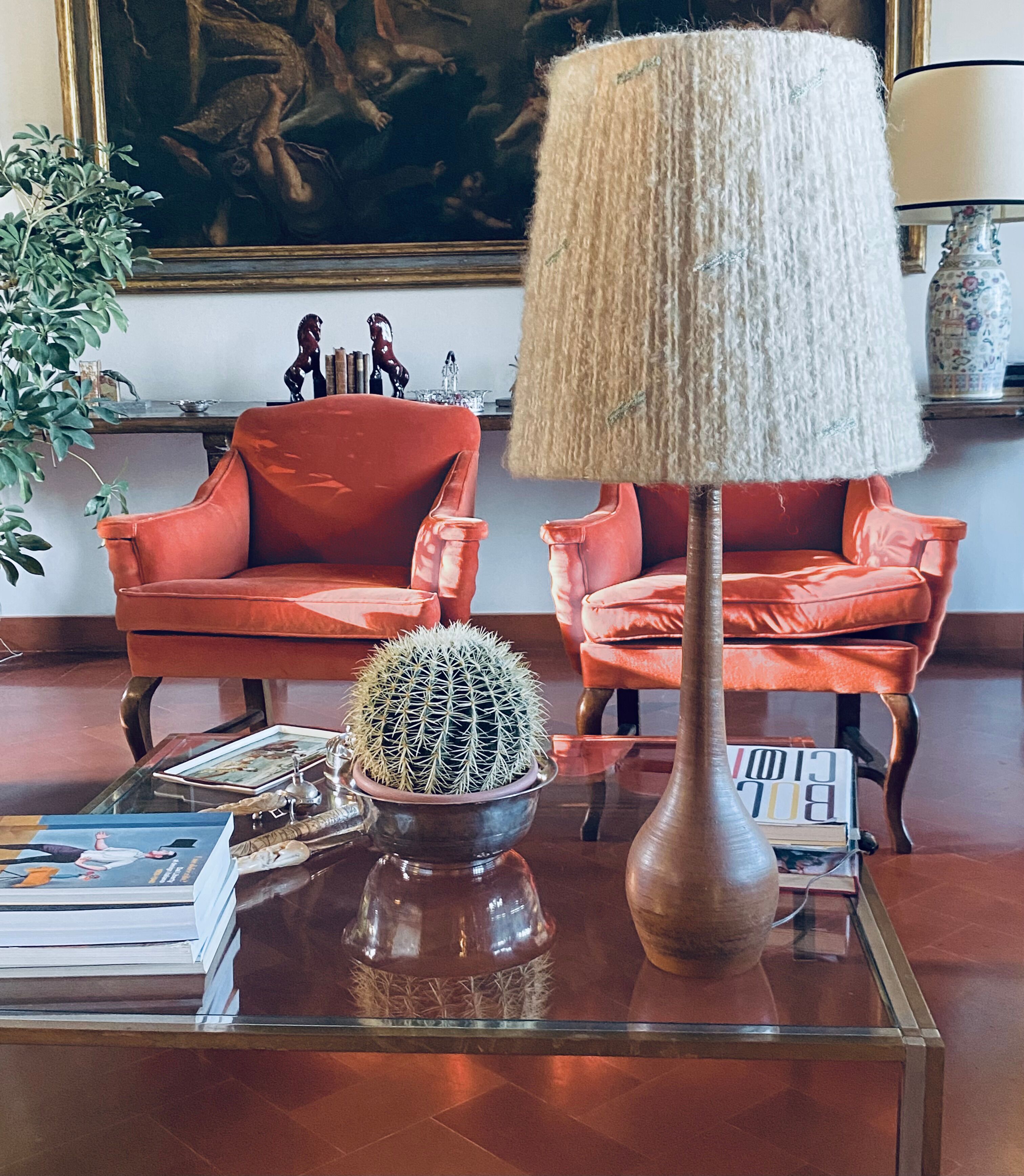 Mid-century earthenware table lamp, France 1950s